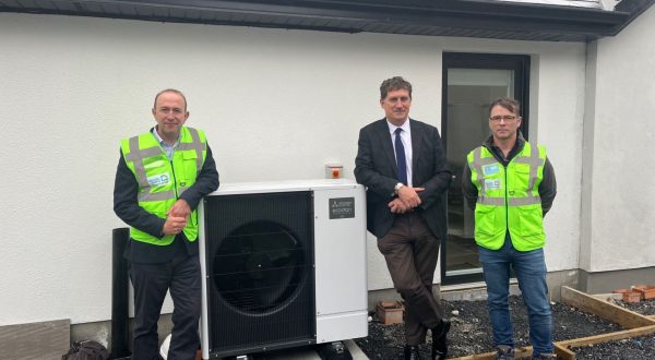 Managing Director Stephen O'Conor and Head of Contracting & Safety meeting with Minister Eamon Ryan to discuss home energy retrofit initiatives in Ireland