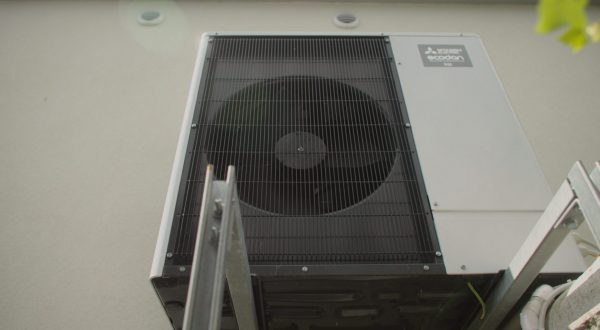 Energy-efficient heat pump installed as part of a home retrofit in Ireland by Electric Ireland Superhomes.